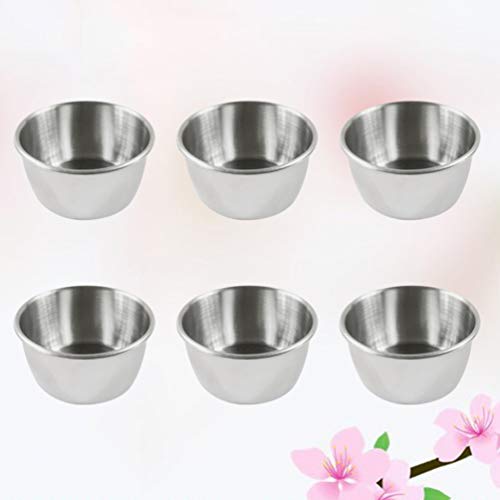 Angoily Copos de Molhos de Condimento de Aço Inoxidável: 6 Peças Mini Tigela de Imersão Ramekins Red