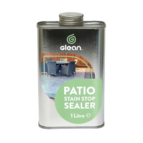 GLEAN Patio Stain Stop Sealer | Solvent Based Impregnating Sealer | Natural Stone Patios & Flooring | Protects Against Oil, Grease, Dirt, Limescale, Water Staining | Matt Finish | 1 Litre