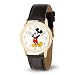 DISNEY Men's Mickey Mouse Analog-Quartz Watch with Leather-Synthetic Strap, Black, 18 (Model: WDS000405)