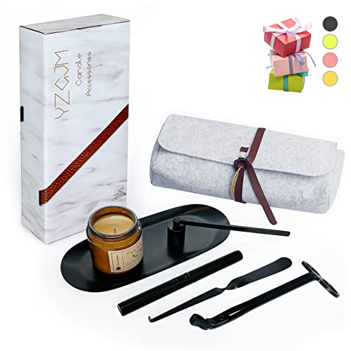 YZGJM Elegant 5Pcs Candle Wick Accessories, Candle Wick Trimmer, Dipper, Snuffer and Rechargeable Electric Candle Lighter Really Suitable for Dating or House Decor. (Matte Black) YZGJM Elegant 5Pcs Candle Wick Accessories, Candle Wick Trimmer, Dipper, Snuffer and Rechargeable Electric Candle Lighter Really Suitable for Dating or House Decor. (Matte Black)