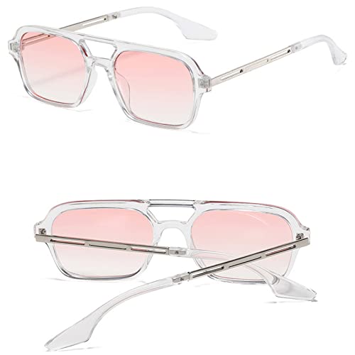 Lunettes de soleil pilote double pont rétro dégradé rose - 2