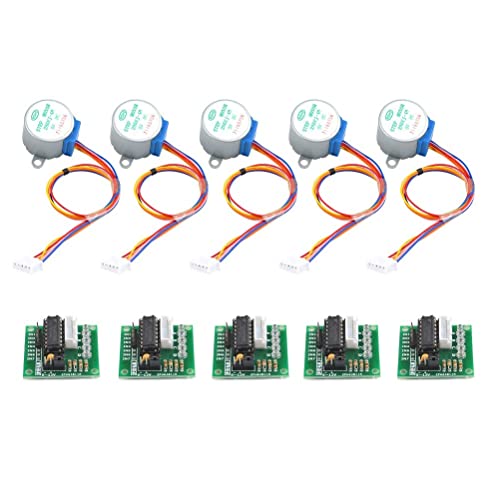Fasizi 28BYJ-48 ULN2003 Moteur Pas à Pas 5V + Carte Pilote ULN2003 pour Arduino - 5pcs