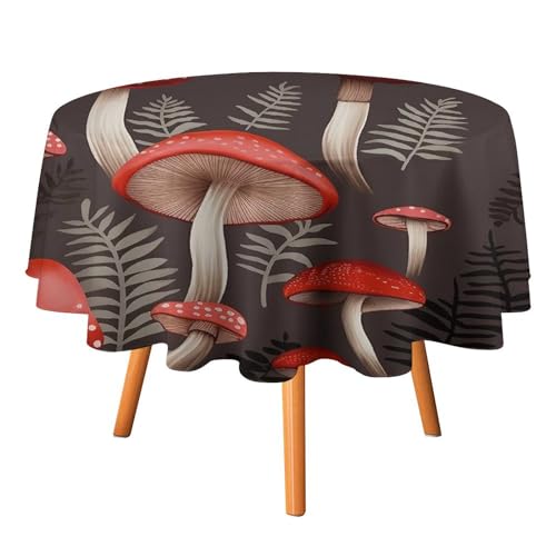 Nappe ronde champignons rouges lavable pour table de cuisine - 3