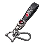 Black Leather Car Keychain Keyring,Car Key Chain Key Ring Replacement for Car Key Fob with Logo,Car Key Fob Accessory Men Women Work with Audi S Line S1 S2 S3 S4 S5 S6 S7 S8 SQ2 SQ5 SQ7 SQ8