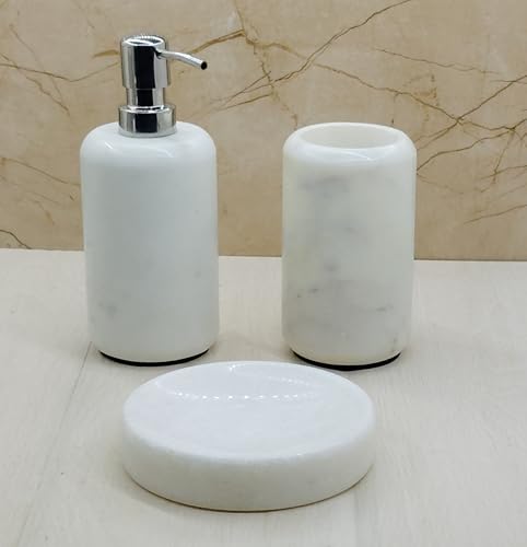 Image of Bathroom Soap Dispenser for Wash Basin & Home Decor Bath Accessories White Marble Liquid Dispenser handwash soap | Shampoo |Lotion Dispenser for Bathroom & Kitchen Best in Quality