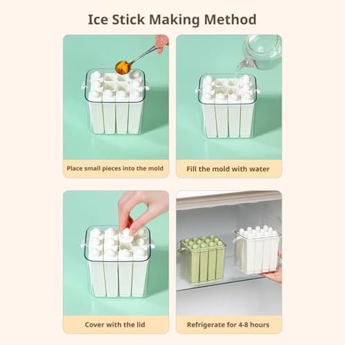 Image of Silicone Ice Stick Tray with Storage Caddy, Ice Cream Mold Tray Set with Storage, 6 Cavity Silicone Ice Stick Set, Easy Release Long Ice Cube Stick Maker for Homemade Frozen Treats (12-white)