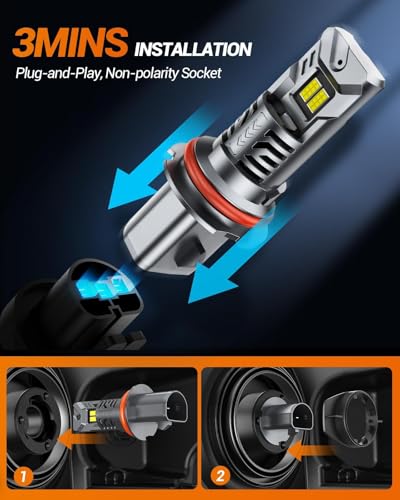 Image of SEALIGHT S2S 9007 Light Bulbs, 40000LM Super Brighter, 6500K Pure White HB5 /9007 Bulbs with Cooling Fan, 60K+ Hours Lifespan, 2-Pack for Powersports /ATV Lamps