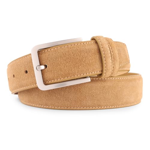 Image of Men's Belt Casual Genuine Leather Suede Belts for Men 1 3 /8 inch Wide Elegant Golf Dress Belt