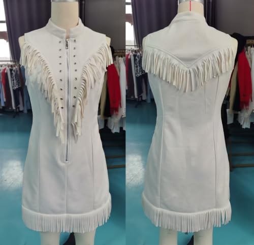 Vestido de mujer de ante cffdviz con flecos y cremallera funcional 6