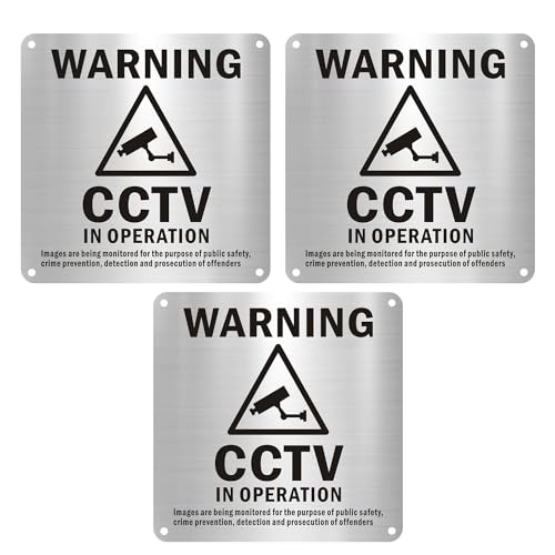 Juego de 3 señales de advertencia CCTV CCTV CCTV, señales de advertencia de seguridad de aluminio, CCTV