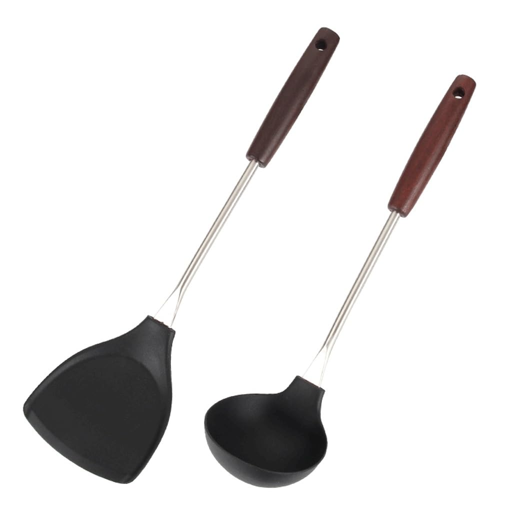 MYUYEE Silicone Cooking Utensils Set With Stainless Steel Handle Non-Stick Spatula Colander Shovel Kitchenware