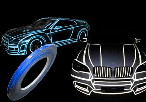 Image of WALLMATE Reflective Strip Sticker Self-Adhesive Night Visibility Warning Tape Waterproof Safety Reflector for Car, Bikes,Truck And Other Vihicle (Blue Strip, 0.5 In x 45 Mtr (1771 in))