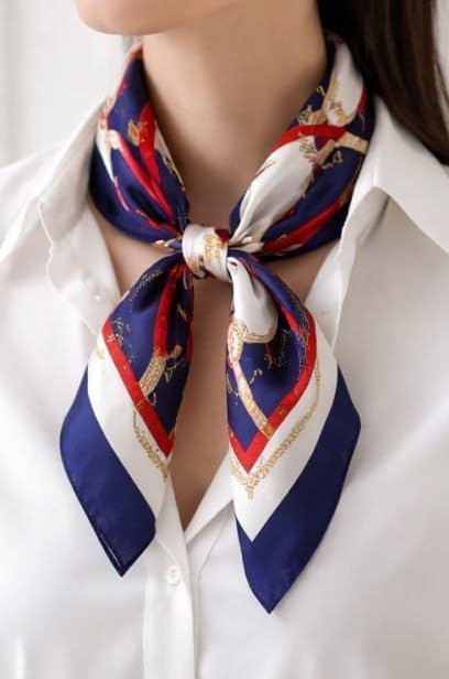 Image of Silk Like Head Scarf for Women Stylish Bandanas for Women Vintage Hair Scarf Wrap and Sleeping, Boho Floral Print Square Bandana Gift