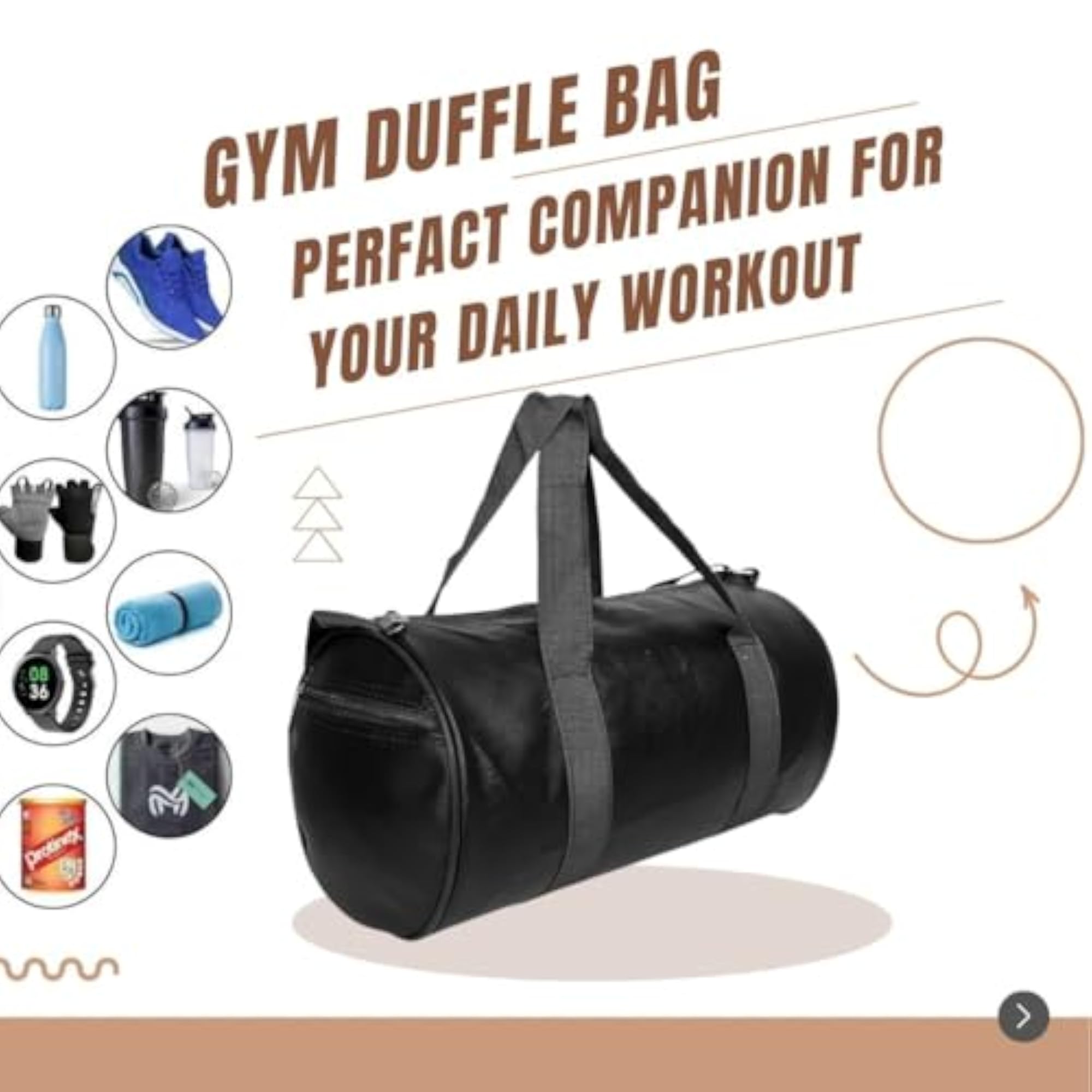 Gym Duffel Bag with Protein Shaker Bottle, 20L Capacity
