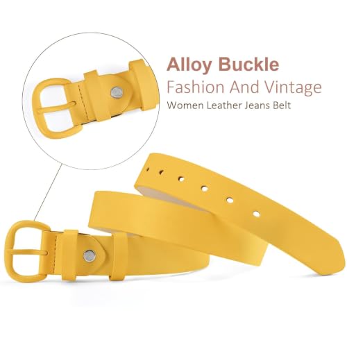 Image of WHIPPY Women Leather Belt for Jeans Pants Dresses Black Ladies Waist Belt with Pin Buckle
