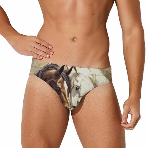 Two Horses Men's Swimsuit Bikini Briefs Swim Underwear Stretchy Swimwear