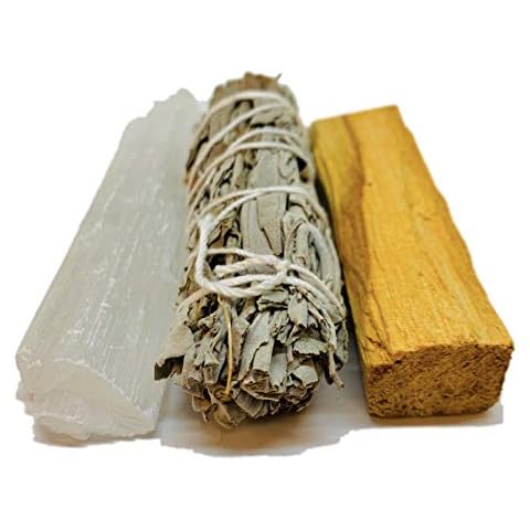 Sage Smudge Kit by CuartoAstral Peace Spreading White Sage Smudge Kit - Selenite Stick 3in Long White Sage 4in -Palo Santo 3in- Salvia Blanca para Limpiar Cover