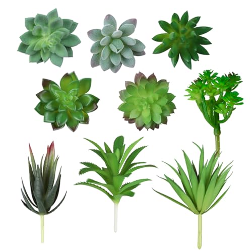 9 Piezas Plantas Suculentas Artificiales, pequeñas Plantas Falsas, Verde suculentas Artificiales sin Maceta, para el hogar, jardín, Oficina, decoración Interior y Exterior