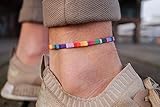  Pride Fußband für Männer, Frauen & Queers - LGBT CSD Festival Fußkettchen im Boho Ethno Style - Made by Nami Handmade Rainbow Stoffband - Wasserfest & verstellbar - Damen Herren-Schmuck (Regenbogen)