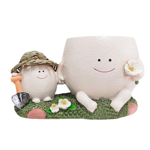 Maceta de jardinera | Maceta para padres e hijos | Macetas suculentas lindas, jardinera padre-hijo, macetas suculentas, cabeza de resina linda, maceta compacta para é