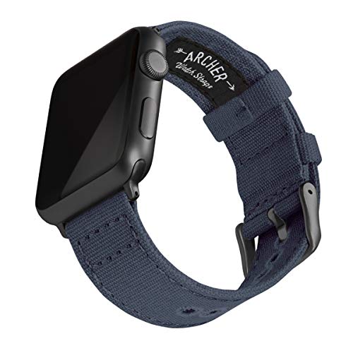 Canvas Uhrenarmband für Apple Watch (Marineblau, Space Grau, 42/44mm)
