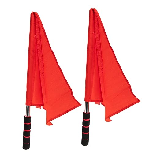 ifundom 2pcs Race Track Safety Flags Football Flag Whistle Stainless Steel Pole