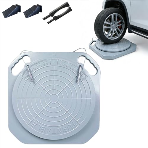 Placas de giro de la alineación de la rueda giratoria de 360 °, mesa giratoria de aleación de aluminio resistente con pasador de bloqueo para el garaje del coche, herramienta de medición precisa del á