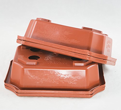 4 Rectangular Dark Orange Plastic Bonsai Training Pots 7"X 5.5"X 2" #TOP3