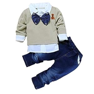 puseky Peuter Baby Boy Strikje Shirt Tops+Denim Broek Heren Kleding Outfits
