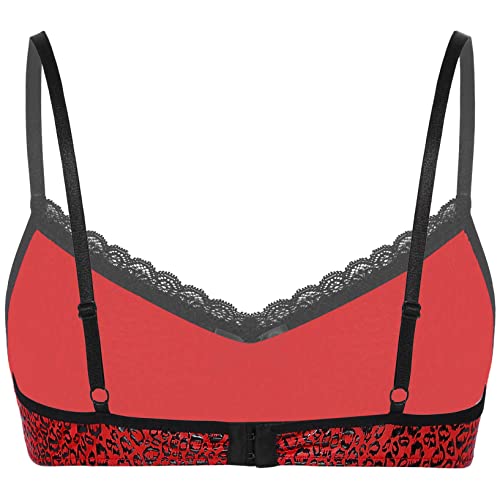 Doomiva Mens Adult Sissy Cross Dresser Lingerie Lace Sheer Training Brassive Bralette Y-Back Bra Top Red A XX-Large - Image 3