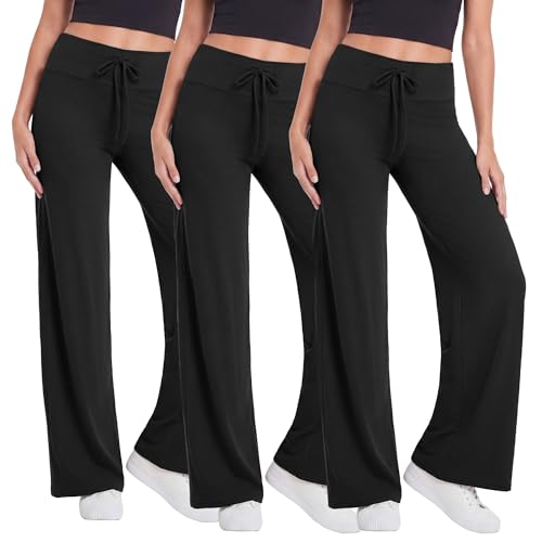 Image of TNNZEET Women's Wide Leg Pants - Casual Loose Yoga Trouser Pants Sweatpants Palazzo Lounge Pajama Pants