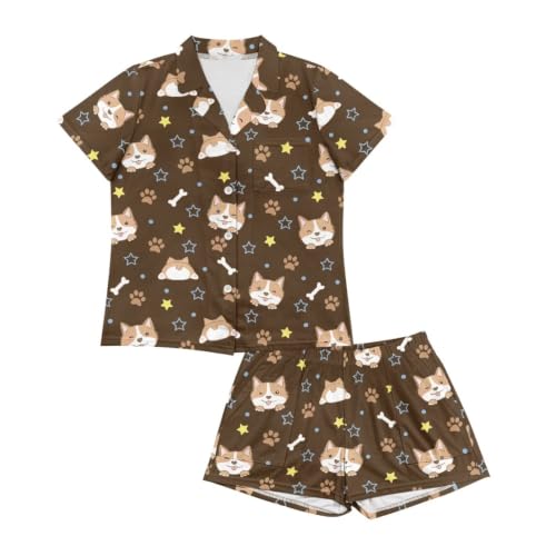 Image of Women's Short Sleeve Sleepwear Pajamas Nightwear with Pockets | Premium Polyester Fabric Ultra Soft Lightweight Breathable Touch, Wrinkle Resistant, All Day Cozy Wear for Daily Sleep