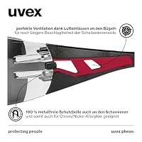 Uvex pheos - Schutzbrille - sportliche Sicherheitsbrille mit 100% UV-Schutz - metallfrei, Anti-Beschlag & kratzfest - schwarz/rot, grau 23% – Ansicht 6