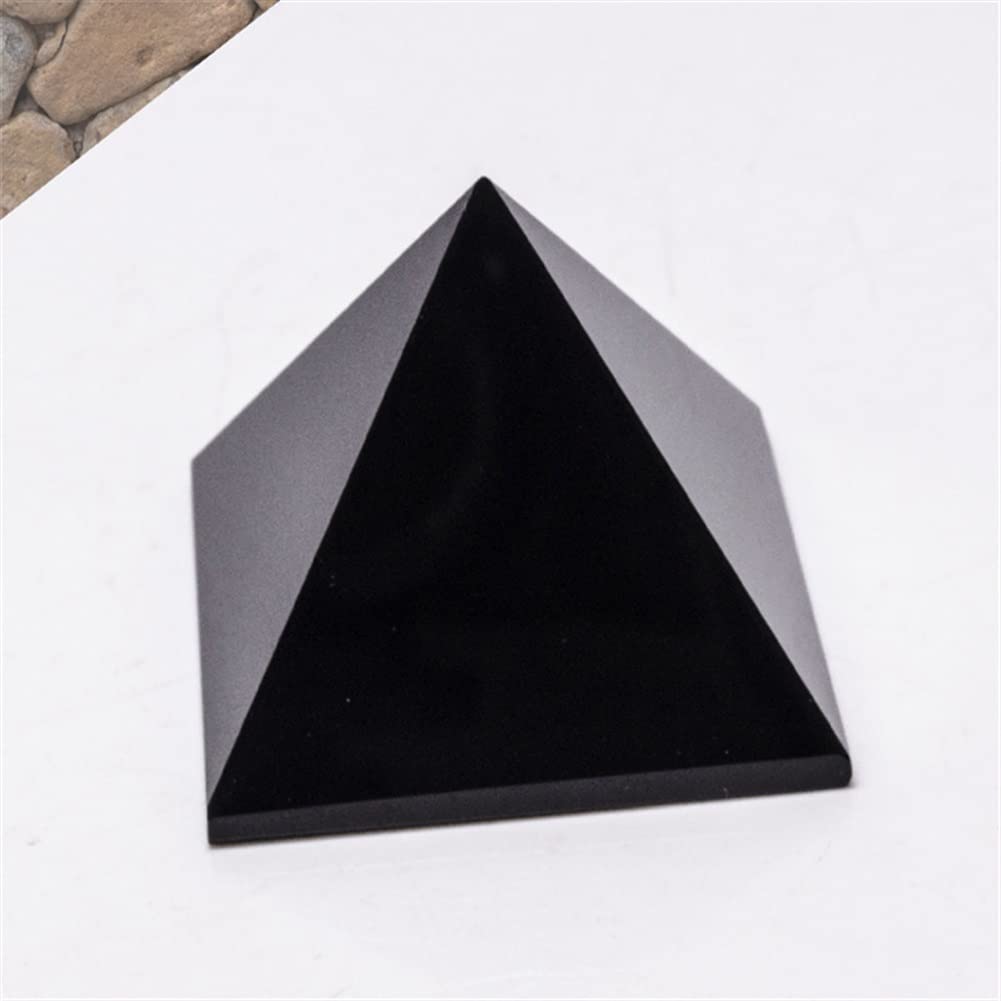 room decoration 1pc Natural Engrave Obsidian Quartz Black Crystal Pyramid Stone 40MM-200MM for Desk Decoration Suitable for Furniture Decoration (Color : 1pc 200mm)