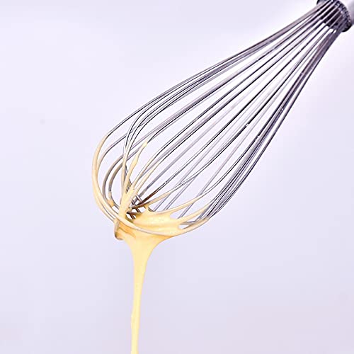 Batidor de huevos de acero inoxidable para el hogar con alambre de acero de alta elasticidad, mango de acero inoxidable mejorado