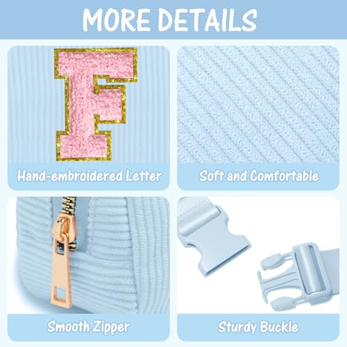 Image of Gitus Birthday Gifts for 10 11 12 13 14 15 16 Year Old Girls Personalized Gifts for Women Initial Fanny Pack Crossbody Bag Belt Bag Cute Preppy Stuff for Teen Girls Teenage Girl Gifts (Icing Blue-F)