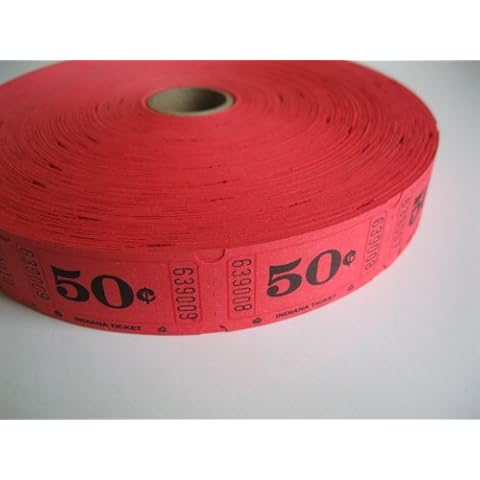 2000 Red 50 cents Single Roll Consecutively Numbered Raffle Tickets Cover