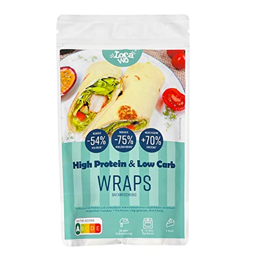 Locawo High Protein & Low Carb Wraps Dürüm Backmischung | 75% weniger Kohlenhydrate | 70% mehr Proteine | Voller Weizengeschmack | Vegan Cover