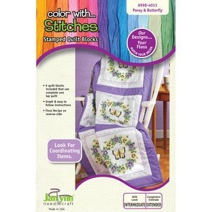 Janlynn Pansy and Butterfly Quilt Blocks