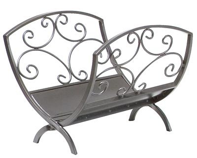 BestNest Panacea Flourishing Scrolls Folding Log Bin, Antique Iron