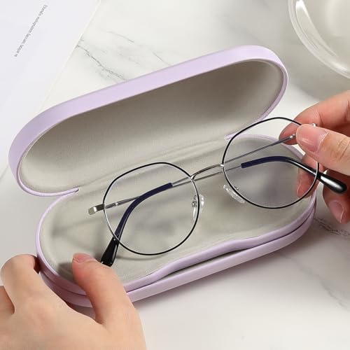 Image of MoKo Double Eyeglass Case, Contact Lens Case with Mirror Tweezers Remover, 2 in 1 Double Sided Portable Contact Lens Box Holder Container Soak Storage Kit Sunglasses Pouch for Men & Women, Lilac