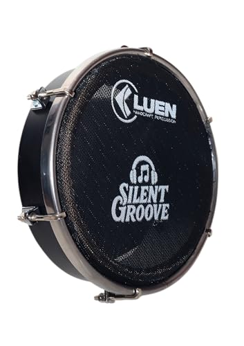 Tamborim 6" em Fórmica Preto Fosco para Estudo, Aro Inox, Pele Silent Groove, 6 Afinações, Luen