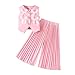 Girls Summer Clothing Set Cute Bow Sleeveless Button Up Blazer Vest with Pleated Wide Leg Pants 2 Piece Outfits for 2-9 Years