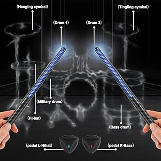 Virtual Air Drum Set, Electric Air Drum Sticks Kit, Carbon Fiber Drum Sticks & Pedals & Bluetooth Adapter Speaker, Electric Drum Set for Kids Beginners Adults