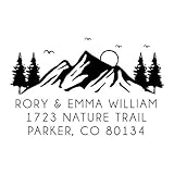 Mountain Return Address Stamp Personalized, Tree Address Stamp Return, 1 x 2 inches