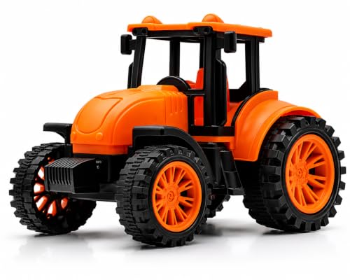 Image of Friction Powered Farm Tractor Toy for Kids Toddlers Boys Girls | Pull Back Medium Tractor Engine Vehicle Toy | Orange Agriculture Tractor Toy Age 3+ | BIS Certified | Made in India | NeoKiddo (orange)