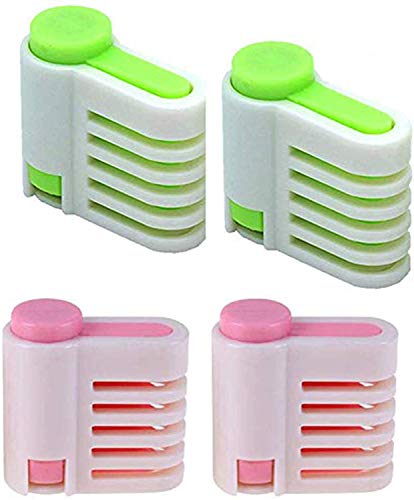 Pack of 4 DIY Cake Slicer, Adjustable 5 Layers Leveler Slicer Cake Decorating Tools for Kitchen Bakeware Pastry Kitchen Accessories Durable (Green & Pink)