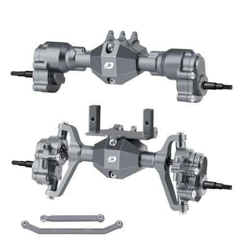 DashRC Aluminum Portal Axles Set for 1/18 RC Rock Crawler Redcat Ascent-18 &ndash; Front & Rear Axles with Steel Gears, Aluminum Housing, Servo Mount & Steering Links Upgrade Kit