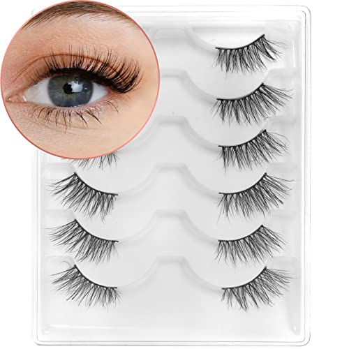 Frihappy Half Lashes Mink False Eyelashes Natural Lashes 6 Pairs Accent Fake Lashes Wispy Light Volume Reusable Lashes Pack 2P #TOP20