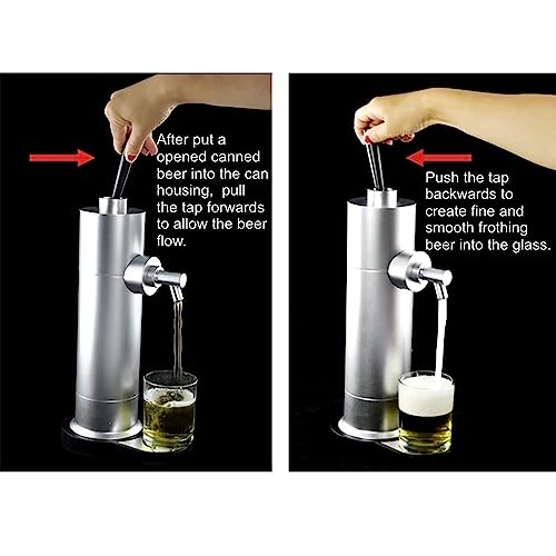 YJSG Beer Draft Dispenser,Beer Foam Machine,Canned Beer Draft System,Beer Foam Maker,Beer Tap,Mini Kegerator,Converts Any Can Into Draft for Beer Bars,A Great Gift for Beer Lovers,Silver - Thumbnail 2